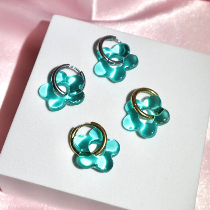 Aquamarine Flower Hoops | Yuuka Universe
