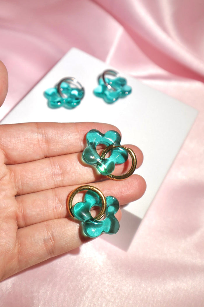 Aquamarine Flower Hoops | Yuuka Universe