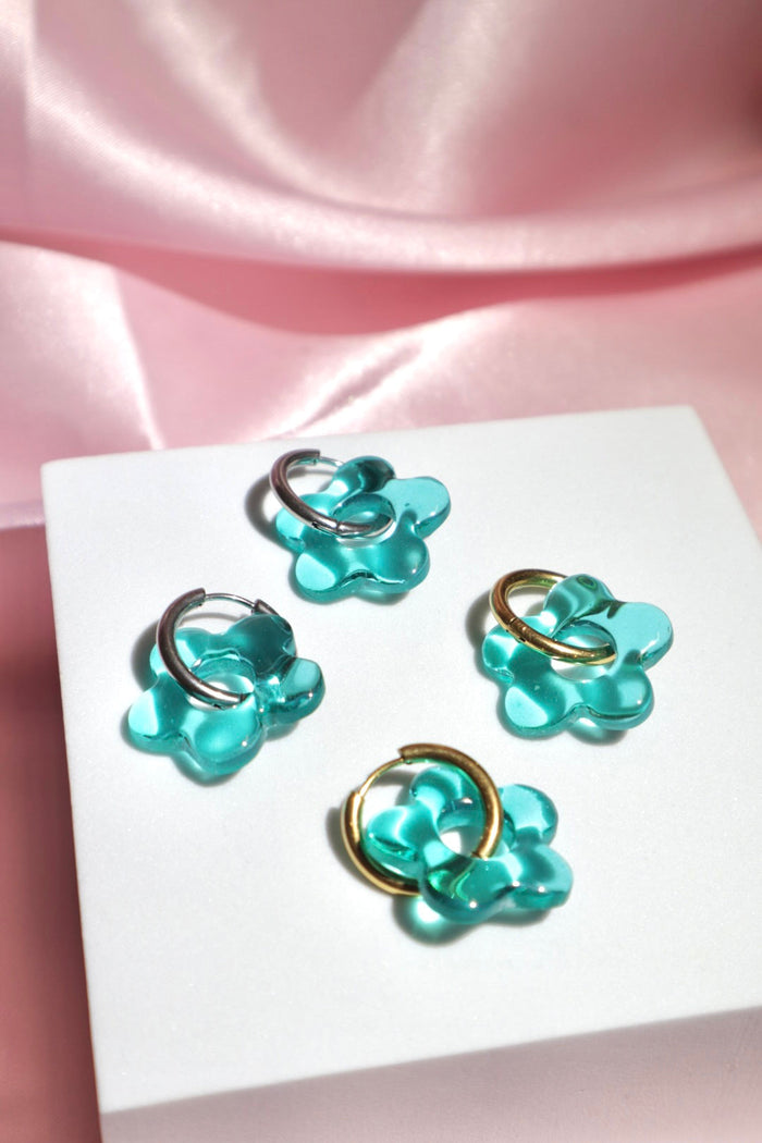 Aquamarine Flower Hoops | Yuuka Universe
