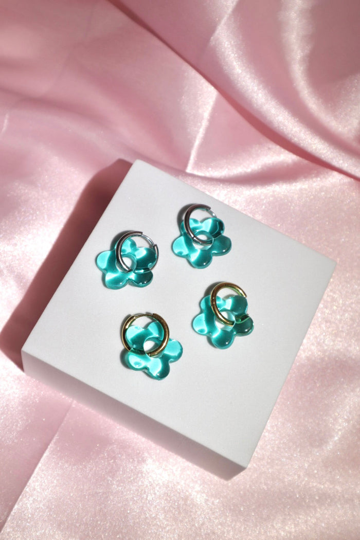 Aquamarine Flower Hoops | Yuuka Universe