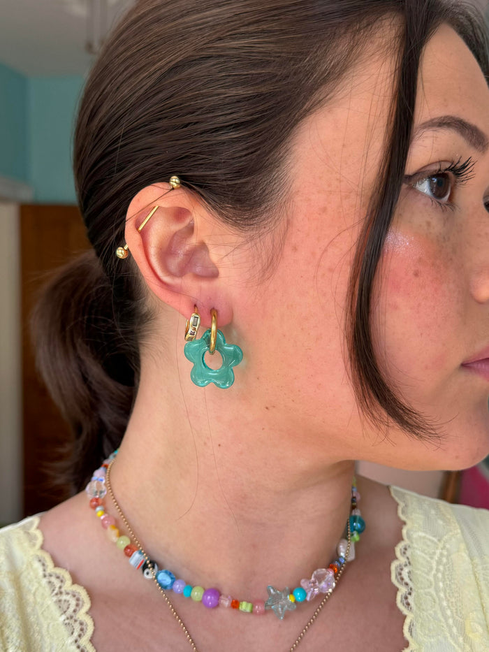 Aquamarine Flower Hoops | Yuuka Universe