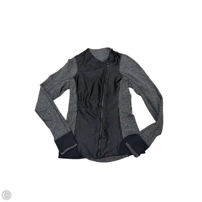 Athletic Jacket By Lululemon In Black & Grey, Size: S