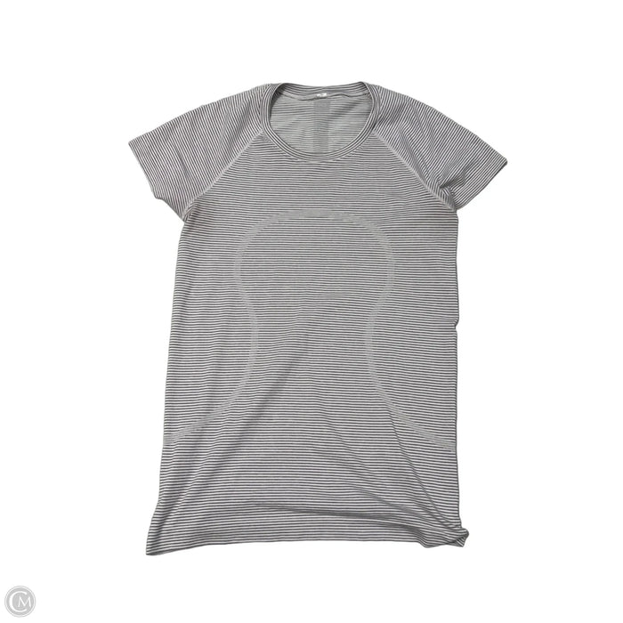 Athletic Top Short Sleeve By Lululemon In Striped Pattern, Size: M