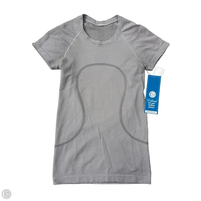 Athletic Top Short Sleeve By Lululemon In Striped Pattern, Size: S