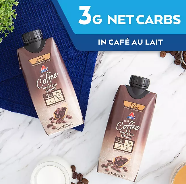 Atkins 15g Iced Coffee Protein Shake, Café Au Lait (11 fl. oz. 15 pk.)