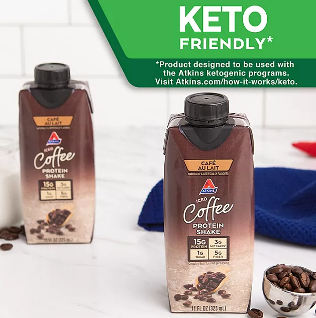 Atkins 15g Iced Coffee Protein Shake, Café Au Lait (11 fl. oz. 15 pk.)