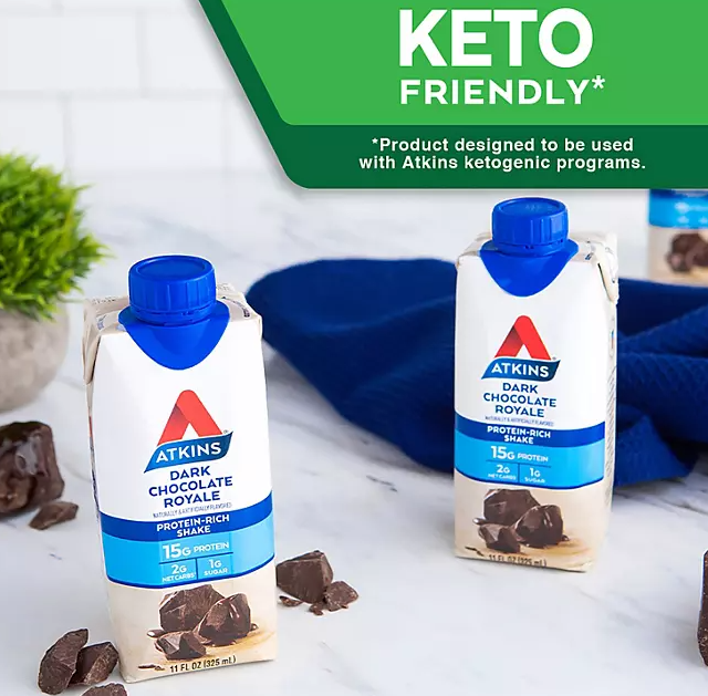 Atkins 15g Keto Protein Shake, Dark Chocolate Royale (11 fl. oz., 15 pk.)
