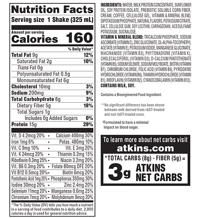 Atkins Gluten Free Protein-Rich Shake, Milk Chocolate Delight, Keto Friendly (15 pk.)
