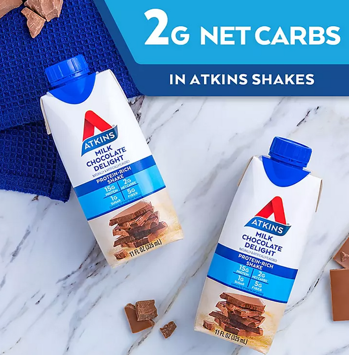 Atkins Gluten Free Protein-Rich Shake, Milk Chocolate Delight, Keto Friendly (15 pk.)