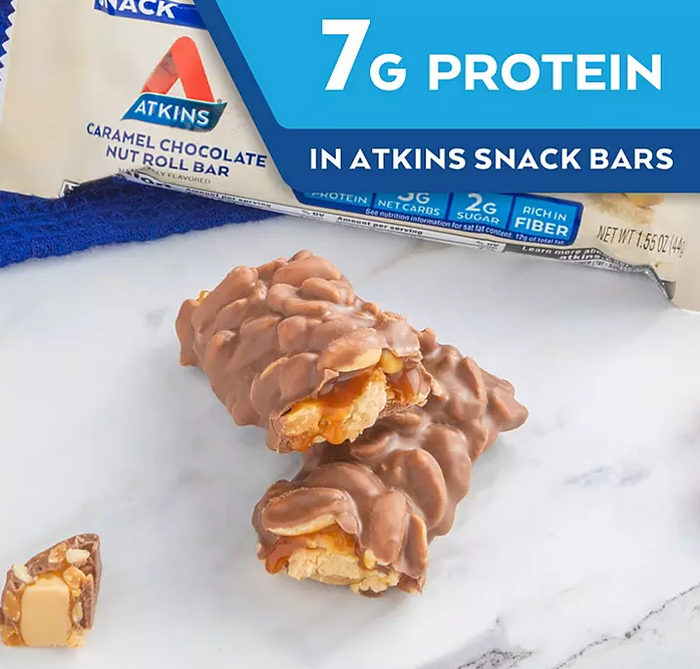 Atkins Snack Bar, Caramel Chocolate Nut Roll, Keto Friendly (20 ct.)