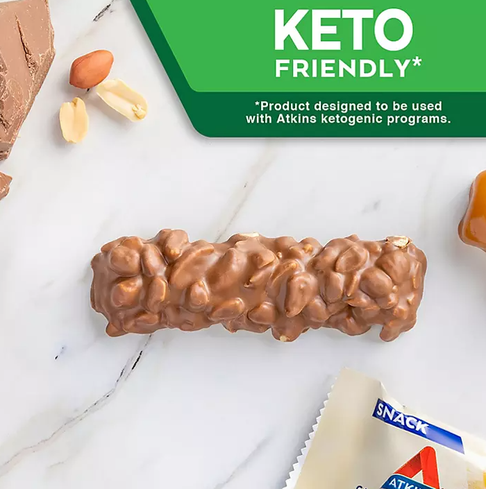 Atkins Snack Bar, Caramel Chocolate Nut Roll, Keto Friendly (20 ct.)