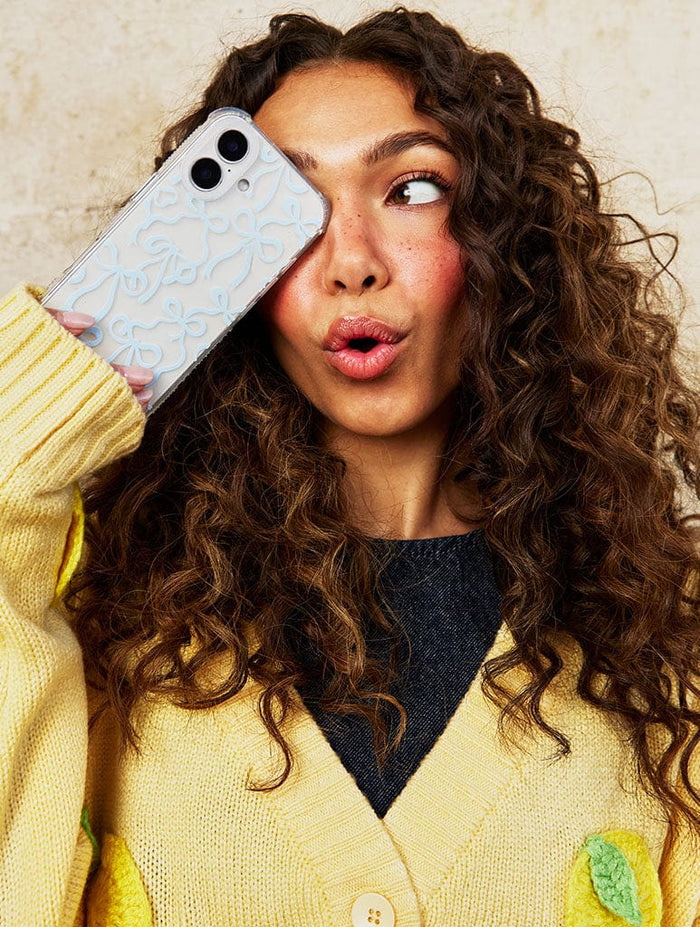 Baby Blue Bows Shock iPhone Case Phone Cases Skinnydip London