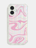 Baby Pink Swirl Holo Shock iPhone Case Phone Cases Skinnydip London