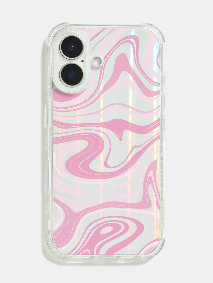 Baby Pink Swirl Holo Shock iPhone Case Phone Cases Skinnydip London