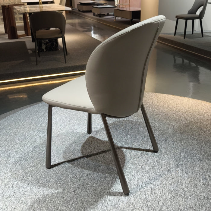 Beige Upholstered Dining Chair with Steel Legs/Scratch-resistant