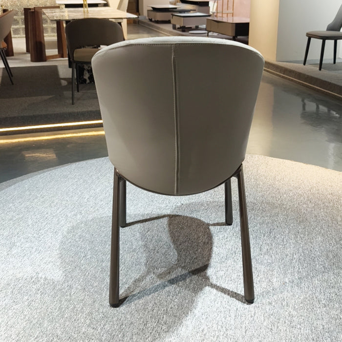 Beige Upholstered Dining Chair with Steel Legs/Scratch-resistant