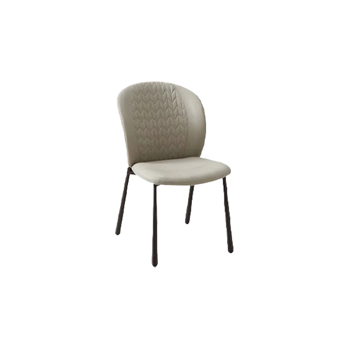 Beige Upholstered Dining Chair with Steel Legs/Scratch-resistant