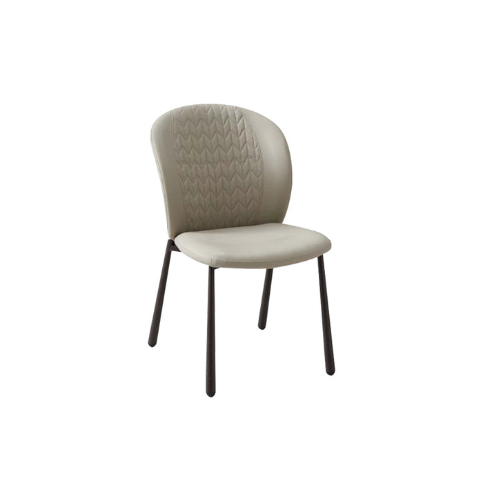 Beige Upholstered Dining Chair with Steel Legs/Scratch-resistant