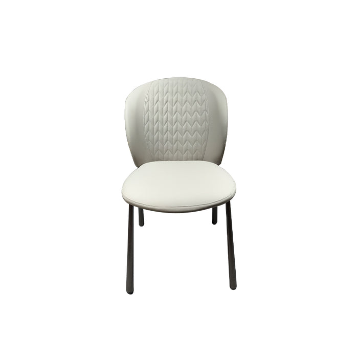 Beige Upholstered Dining Chair with Steel Legs/Scratch-resistant
