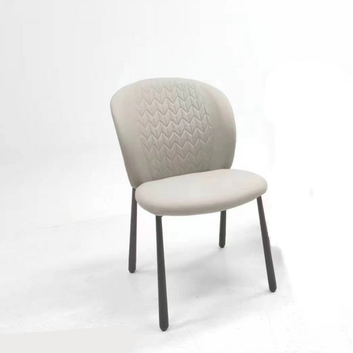 Beige Upholstered Dining Chair with Steel Legs/Scratch-resistant