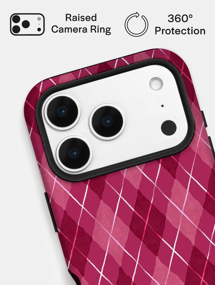 Berry Argyle Check Ultra Protective iPhone Case Phone Cases Skinnydip London