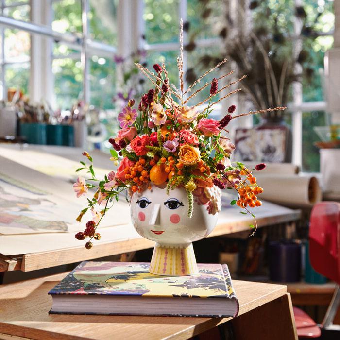 Bjørn Wiinblad Eva Flower Pot on Base — Pink/Yellow