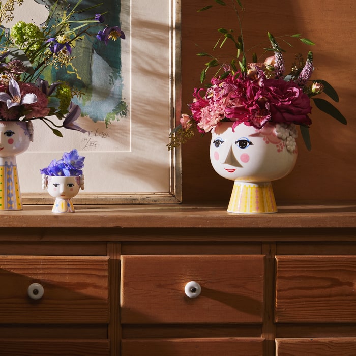 Bjørn Wiinblad Eva Flower Pot on Base — Pink/Yellow