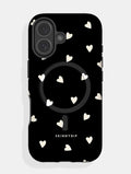 Black and Cream Ditsy Hearts MagSafe Ultra Protective iPhone Case Phone Cases Skinnydip London