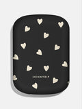 Black and Cream Ditsy Hearts Portable Magsafe Charger Portable Chargers Skinnydip London