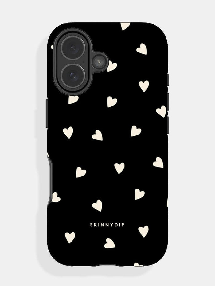 Black and Cream Ditsy Hearts Ultra Protective iPhone Case Phone Cases Skinnydip London
