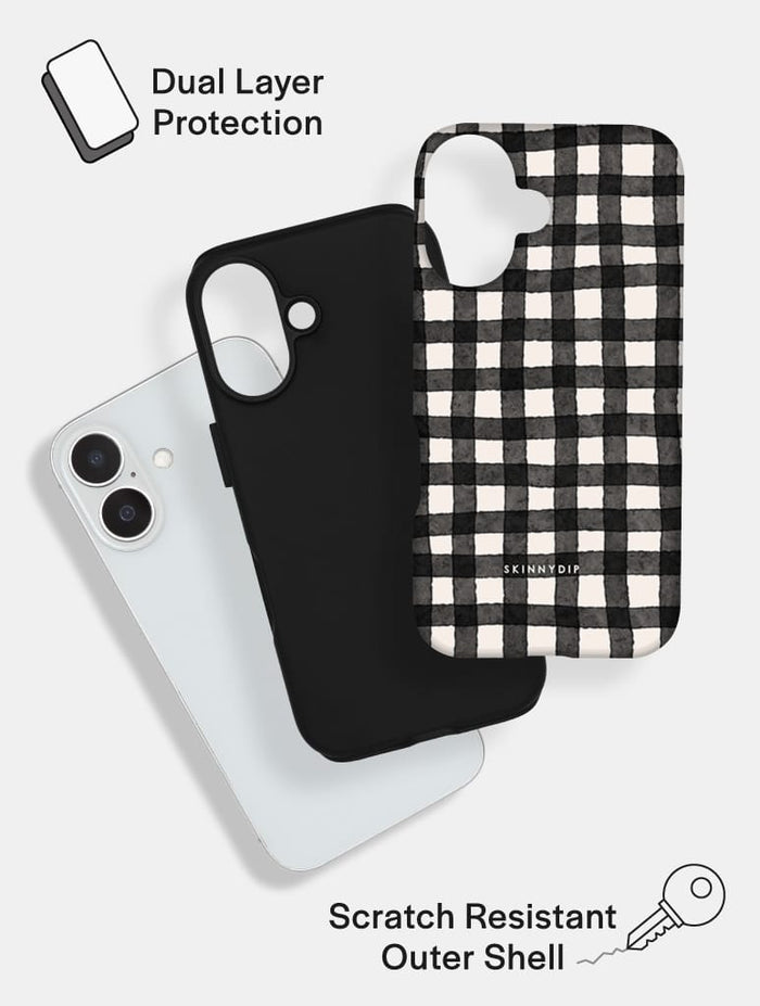 Black and White Gingham Ultra Protective iPhone Case Phone Cases Skinnydip London