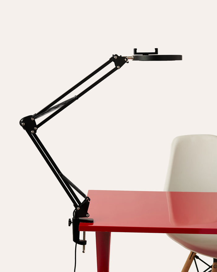 Black adjustable Canvas LED desk lamp with table clamp