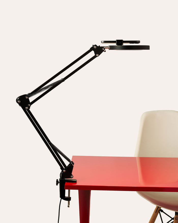 Black Canvas Lamp with Desk Clamp