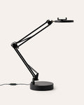 Black adjustable Canvas LED desk lamp with black Matte Metal base