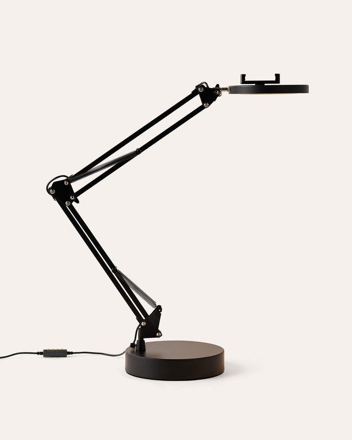 Black Canvas Lamp with Weighted Matte Metal Base