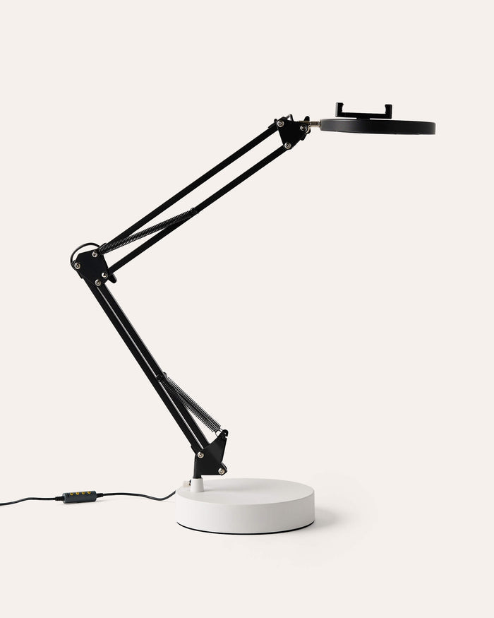 Black Canvas Lamp with Weighted Matte Metal Base