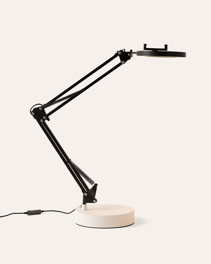 Black Canvas Lamp with Weighted Matte Metal Base