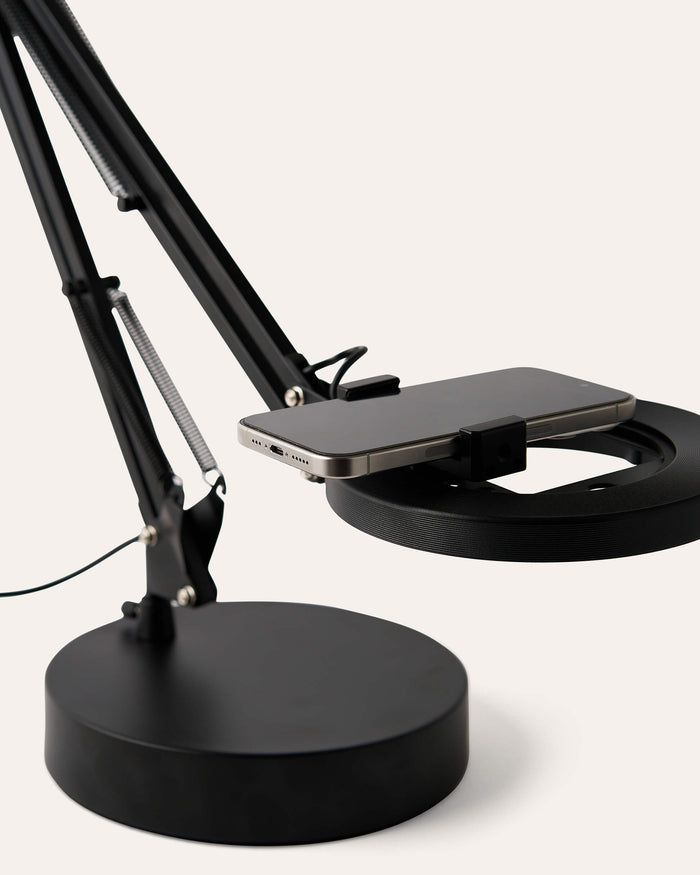 Black Canvas Lamp with Weighted Matte Metal Base