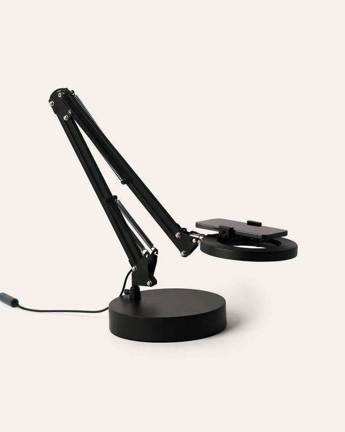 Black Canvas Lamp with Weighted Matte Metal Base