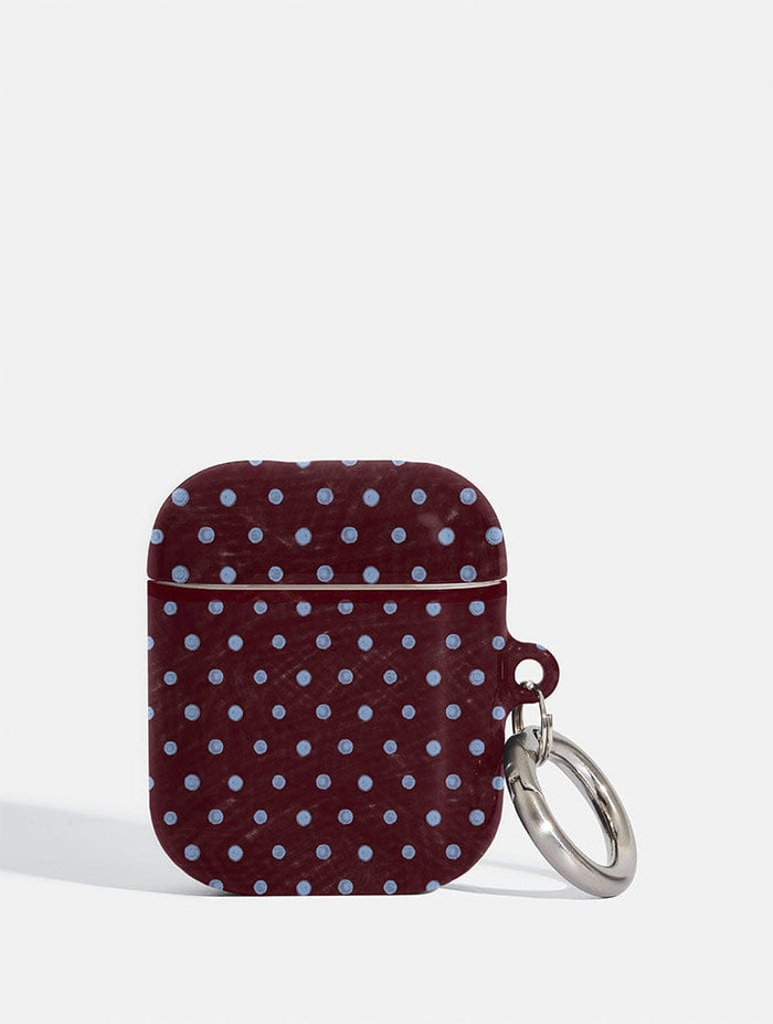 Blue and Brown Painted Polka Dot AirPods Case AirPods Cases Skinnydip London