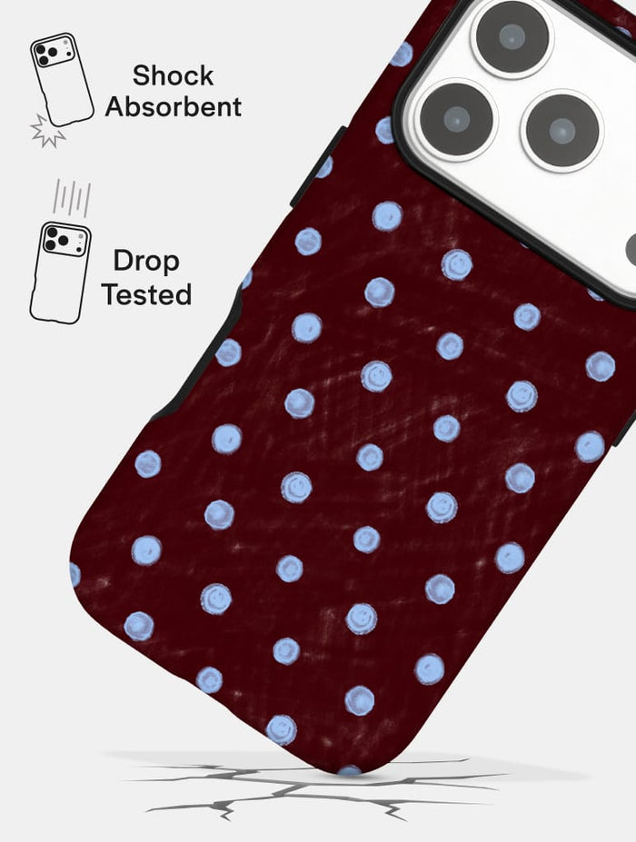 Blue And Brown Painted Polka Dot Ultra Protective iPhone Case Phone Cases Skinnydip London