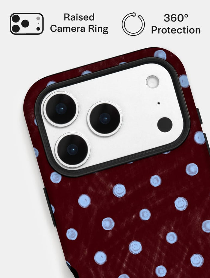 Blue And Brown Painted Polka Dot Ultra Protective iPhone Case Phone Cases Skinnydip London