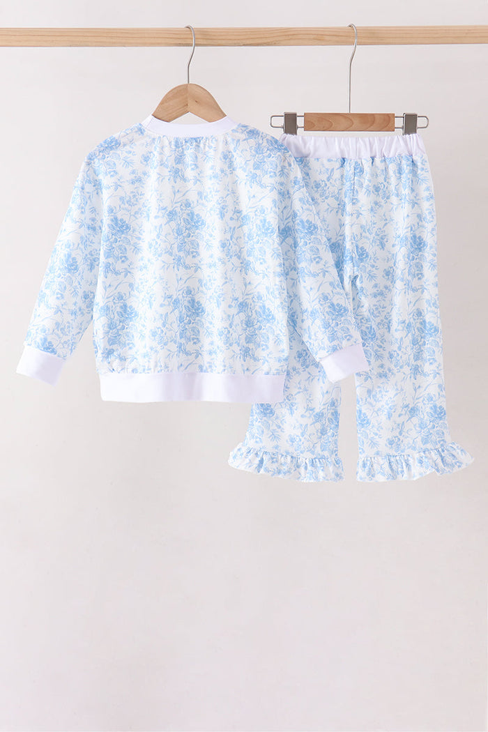 Blue floral print mom&me pants set