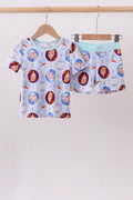 Blue frozen character bamboo pajama set