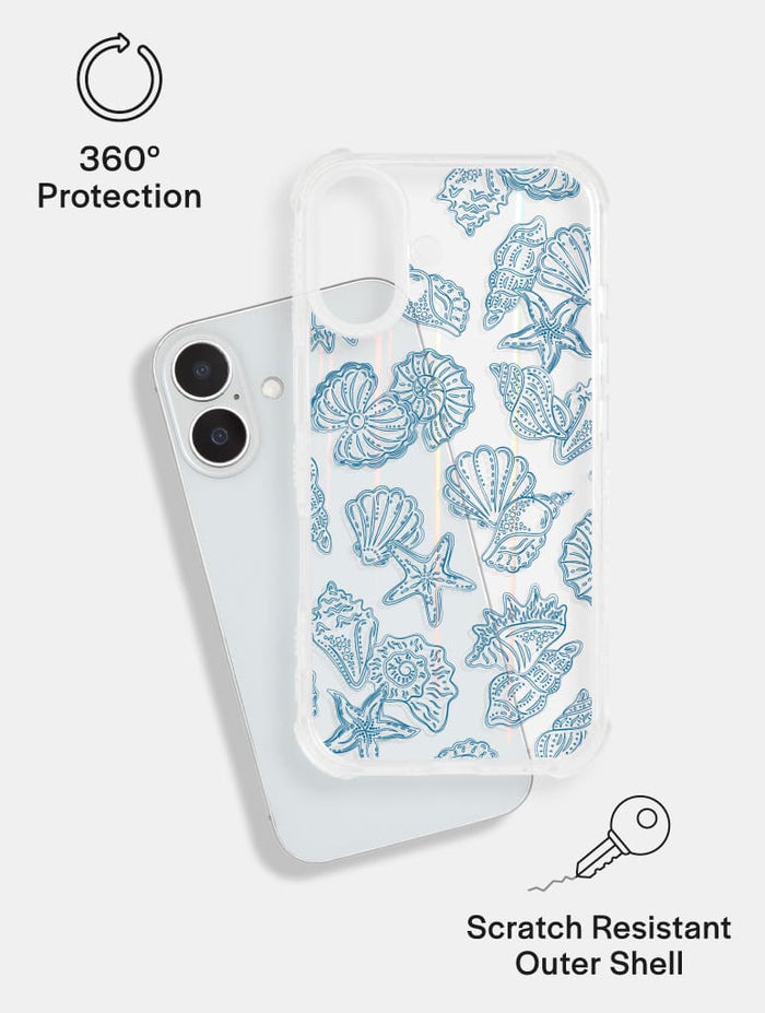 Blue Outline Sea Shells Shock iPhone Case Phone Cases Skinnydip London