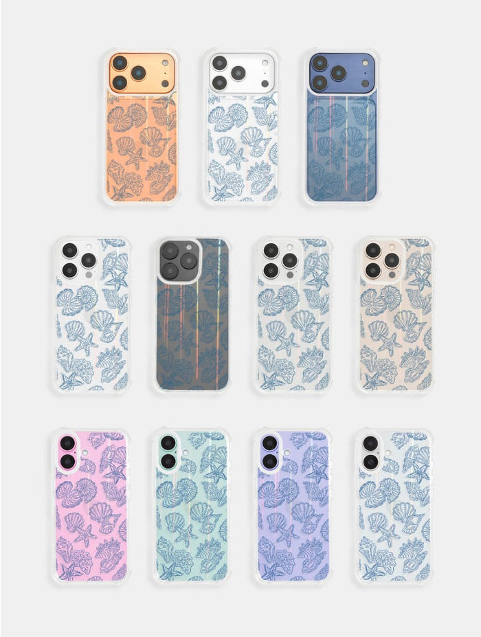 Blue Outline Sea Shells Shock iPhone Case Phone Cases Skinnydip London