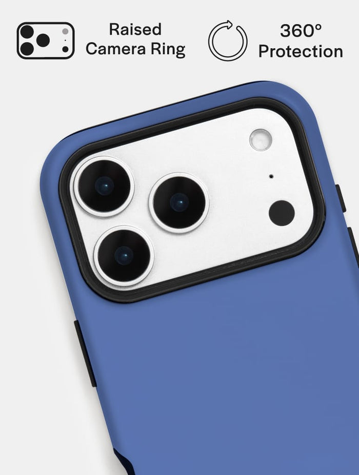 Blue with Light Blue Solid Colour Ultra Protective iPhone Case Phone Cases Skinnydip London