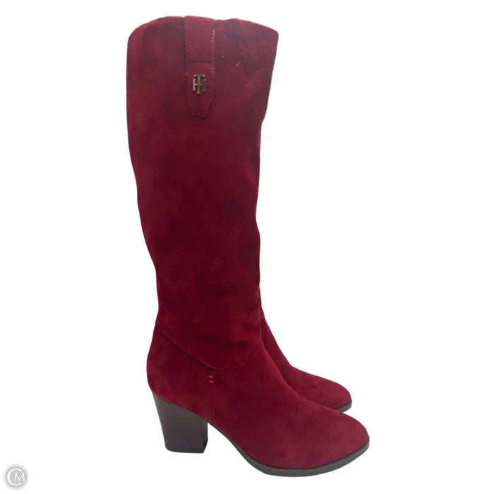 Boots Knee Heels By Tommy Hilfiger In Red, Size: 9