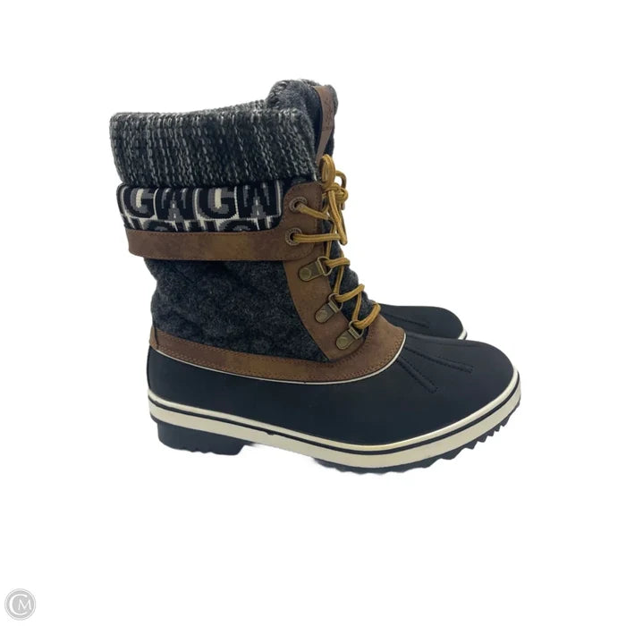 Boots Snow By Global Win In Brown & Grey, Size: 9