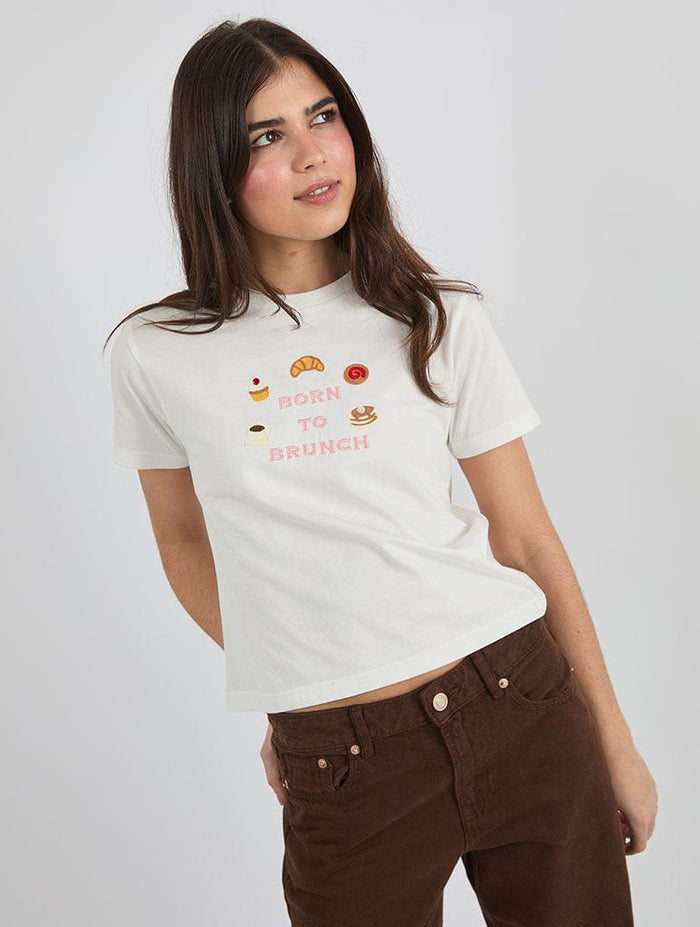 Born To Brunch Baby Tee Tops & T-Shirts Skinnydip London